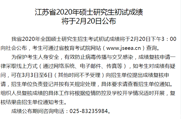 MBA成绩发布！2020年江苏考研查分入口及时间(图1)